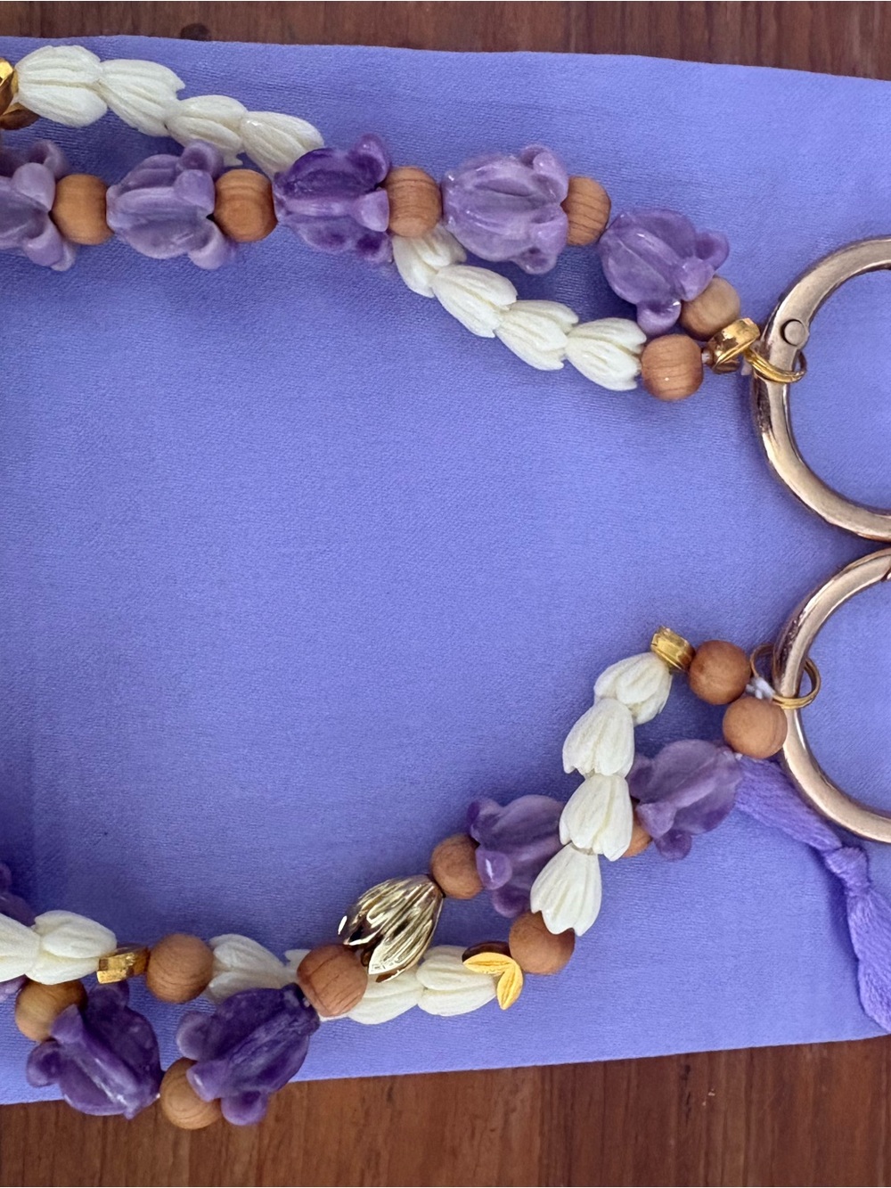 Handcrafted Purple Bead and Wood Lei Accessorie